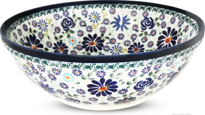 Produktbild von Original Bunzlauer Keramik 2 Liter Schüssel Schale Ø20,5 cm Salatschüssel Beilagenschüssel Rührschüssel Obstschale [Form 1] dickwandig und robust im Design DU126