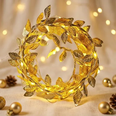5 m 50 LED Weinranken-Lichterkette, warmweiß, Gold