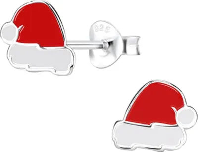 Produktbild von Weihnachtsohrringe: Kinder & Damen Ohrstecker Silber 925 Nikolausmütze (Santa Hat)