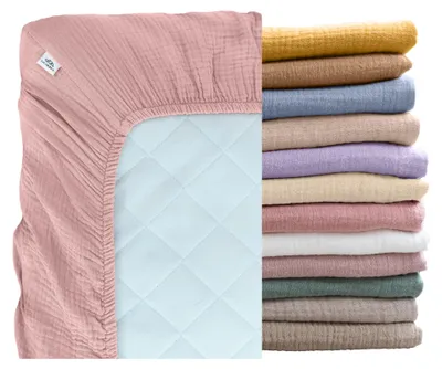 Productafbeelding van Mousseline kinderlaken 120x200 cm Poederroze - hoeslaken, 100% katoen