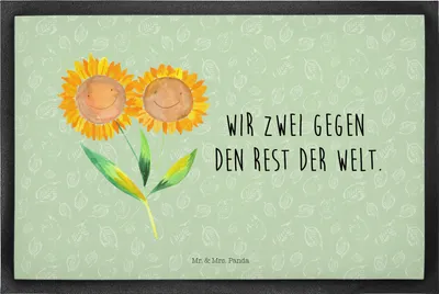 Produktbild von Mr. & Mrs. Panda Schmutzfangmatte Blume Sonnenblume 40 x 60 cm - Blattgrün - Geschenk, Fussmatte, Gummimatte, fußmatte, Garten, Vertrauen, Zusammen, Schmutzfangteppich