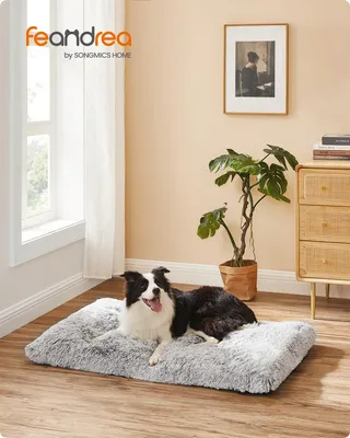 Produktbild von Feandrea Hundebett, Hundekissen, flauschige Hundematte, langer Plüsch, 105 x 68 cm, weiche Polsterung, waschbar, multifunktional