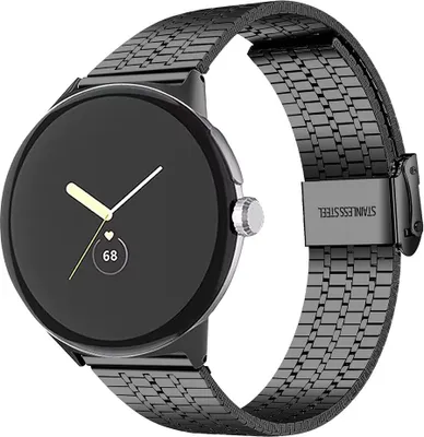 Produktbild von Strap-it Luxus-Uhrenarmband aus Edelstahl – Stahlarmband passend für Google Pixel Watch 1/2 (schwarz)