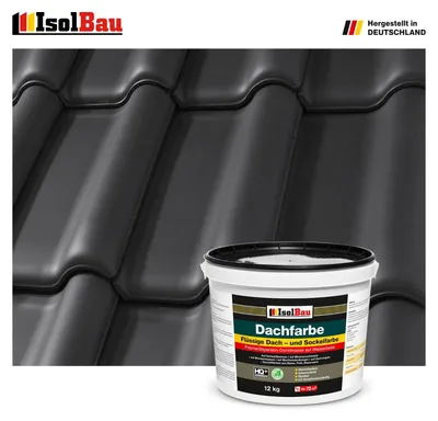 Produktbild von Isolbau Dachfarbe Schwarz 12 kg Sockelfarbe Fassadenfarbe Dachbeschichtung RAL Farbe