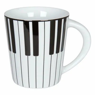 Produktbild von Könitz Piano Becher, Kaffeebecher, Kaffeetasse, Kaffee Tasse, Teetasse, Porzellan, Weiß / Schwarz, 380 ml, 11 1 134 2302