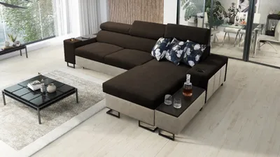 Produktbild von Kaiser Möbel s,modernes Ecksofa MELODY I MAXI mit Usb und Regal Tauro/Freya Beige/Braun Rechts