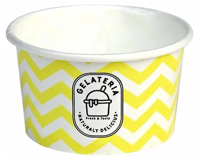 Produktbild von 500x Eisbecher aus Papier Zick Zack Motiv gelb 120 ml 4oz