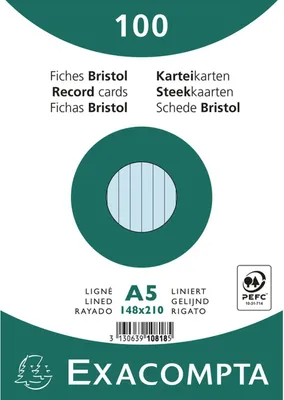 Produktbild von EXACOMPTA Karteikarten DIN A5 liniert azurblau 100 Karteikarten