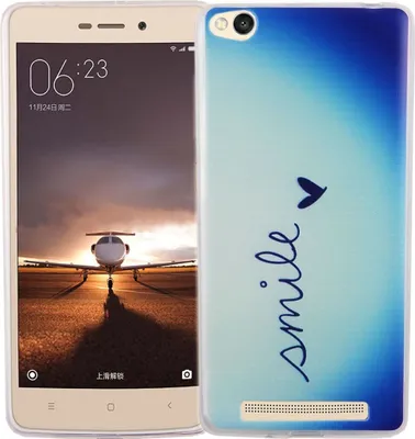 Produktbild von Handy Hülle für Xiaomi Redmi 3 Cover Case Schutz Tasche Motiv Slim Silikon TPU Schriftzug Smile Blau