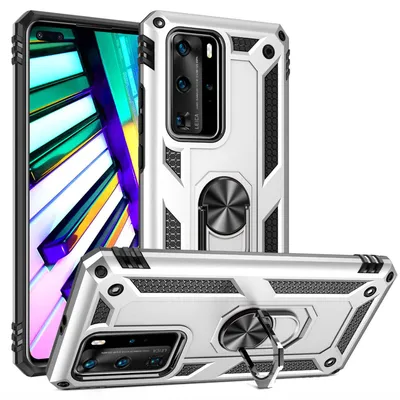 Obrázok produktu pre NALIA krúžkové puzdro pre Huawei P40 Pro, ochrana mobilného telefónu taška kryt puzdro nárazník puzdro strieborná