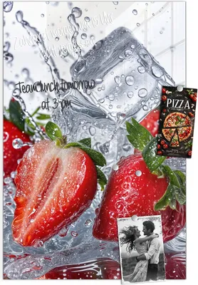 Produktbild von Magnettafel 40x60cm Pinnwand Whiteboard beschreibbar - Erdbeeren im Wasser