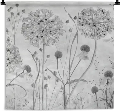 Produktbild von MuchoWow® Wandteppich Wandbehang Ölgemälde - Stilleben - Schwarz - Weiß 60x60 cm Tapisserie Dekoration Wandtuch - Dekorationen - Wand Decke