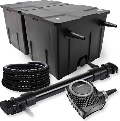 Image de SunSun Kit complet: CBF-350B Filtre de bassin jusqu'à 60000 L Biologique, NEO10000 SuperECO pompe de filtration 10000l/h 80W, CUV-672 lampe uv UVC Clarificateur avec 72W, 25m Tuyau 25 mm