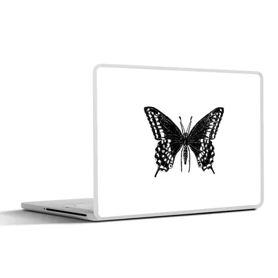 Produktbild von MuchoWow® Laptop Aufkleber Sticker Cover Schmetterling - Tiere - Retro - Schwarz und weiß 30x21 cm - Sticker für Laptop - Selbstklebend