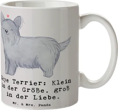 Produktbild von Mr. & Mrs. Panda Kaffeetasse Skye Terrier Liebe - Grau Pastell - Geschenk, Hunderassen Eigenschaften, klein in der Größe, Keramiktasse, Becher, treuer Begleiter, Pott
