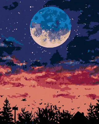 Produktbild von Zuty - Malen nach Zahlen - MOND ÜBER DER NÄCHTLICHEN STADT, 40x50 cm, ohne Keilrahmen