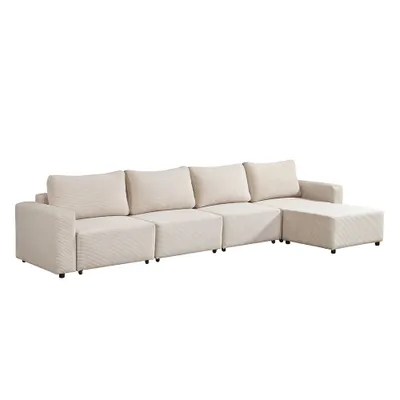 Produktbild von HOME DELUXE Modulares Schlafsofa VINA XL, Beige - inkl. Stauraum | Cordsofa, Sofa mit Schlaffunktion, Couch