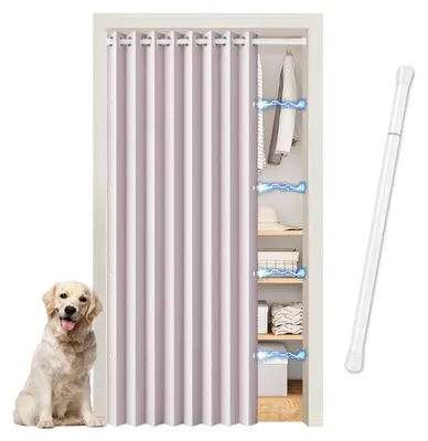 Obrázok produktu pre Závesové dvere s teleskopickou tyčou, zatemňovacie, pre obývačku, biela, 195 cm výška, 70-125 cm šírka, bez