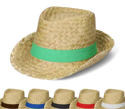 Immagine prodotto di Cappello estivo "Kuba" - Cappello da sole da donna e da uomo in stile trilby - Cappello panama in alghe marine con nastro in velcro - naturale/verde