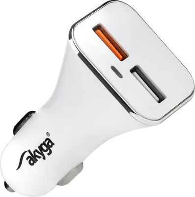 Image de Akyga AK-CH-08 Chargeur de voiture 12V 2xUSB 3000mA blanc Quick Charge 3.0