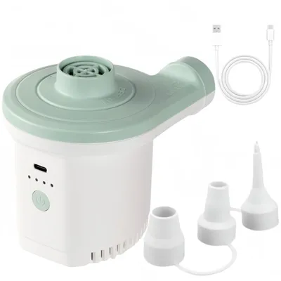 Produktbild von Elektrische Luftpumpe mit 3 Düsen, 2-in-1 Inflate und Deflate Elektropumpe, 2500mAh Wiederauflar, für Camping, Luftmatratze, Pool, Schwimmring (Blau)