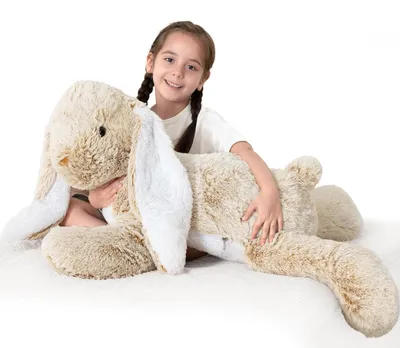Productafbeelding van Konijn knuffel XXL pluche - Bruin - 80 cm - Groot zacht haas knuffeldier, pluche haas - Cadeau voor kinderen en baby's