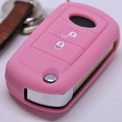 Immagine prodotto di Chiave dell'auto Copertura protettiva in silicone rosa compatibile con Land Rover Discovery 3 Range Rover LR3 2 pulsanti chiave pieghevole