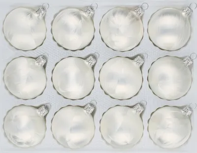 Produktbild von 12 tlg. Glas-Weihnachtskugeln Set in "Ice Weiss" Eislack