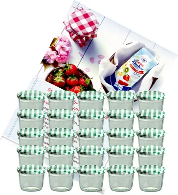 Image de lot de 25 pots 230 ml To 82 à couvercle vert à carreaux avec sucre diamant Magic Recettes