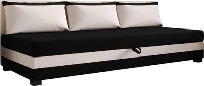 Produktbild von AURA SOFA Boxspringbett ROLAND BIZ 80x195 Komplett-Set mit Bonell Matratze, Polsterbett mit Bettkästen - Hellbeige/Schwarz, SAWANA 01/14