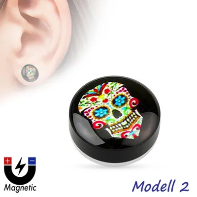Produktbild von Fake Magnet Plug Piercing Ohrring Totenkopf Modell 2