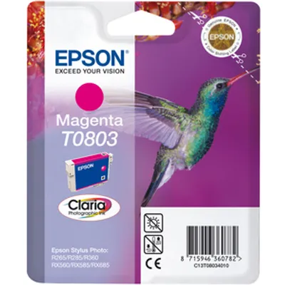 Produktbild von Epson Hummingbird Singlepack Magenta T0803 Claria Photographic Ink, Magenta, Tinte auf Pigmentbasis, 1 Stück(e)