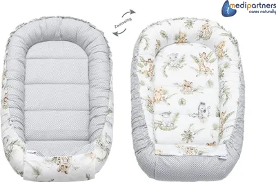 Produktbild von 5 Teile, Babynestchen, Krabbeldecke, 100x60x15, Safari mit beige Minky