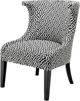Produktbild von Casa Padrino Sessel in schwarz / weiß 66 x 60 x H. 91 cm - Luxus Ohrensessel