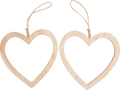 Produktbild von VBS Anhänger Herzen, 2er-Set, MDF-Holz furniert, Ø 15 cm