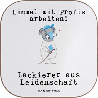 Produktbild von Mr. & Mrs. Panda Untersetzer für Gläser Lackierer Leidenschaft - Weiß - Geschenk, gläseruntersetzer, Glas, Coaster, Lustig, Spruch, Ausbildung, Tischuntersetzer