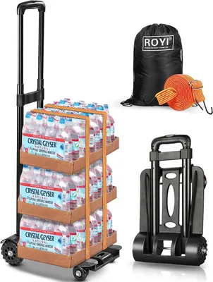 Productafbeelding van Opvouwbare transportwagen, draagvermogen 50 kg, 4 wielen, compact, geschikt voor transport en reizen