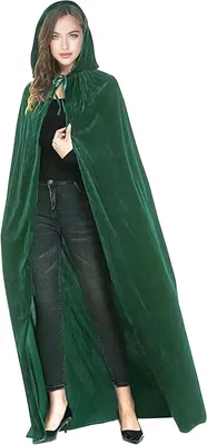 Obrázok produktu pre Halloween plášť 140 cm, zelený zamat, s kapucňou, na Halloween