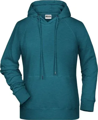 Produktbild von Ladies' Hoody Kapuzensweat mit Raglanärmeln petrol-melange, Gr. S