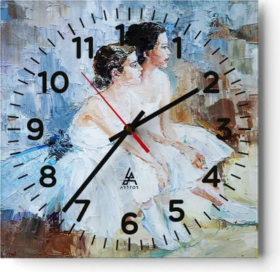 Produktbild von Wanduhr - Quadrat - Glasuhr - Balletttänzer tanzen - 40x40cm - Schleichendes Uhrwerk - Lautlos - zum Aufhängen bereit - Dekoration Modern - Wanddekoration aus Glas - C4AC40x40-3767