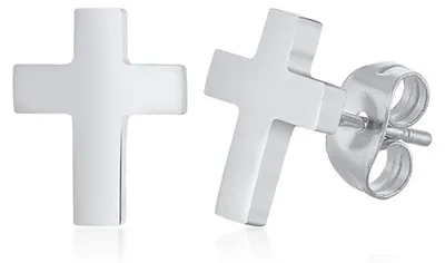 Produktbild von Ohrstecker Kreuz Männer: Ohrringe Edelstahl in Silber, Schwarz oder Gold Silber