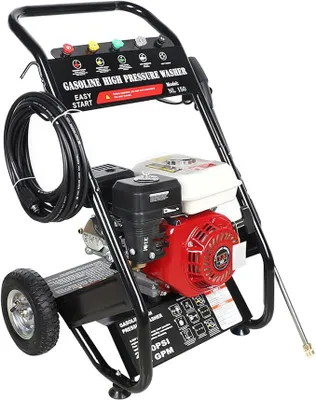 Produktbild von 7.5PS Profi Hochdruckreiniger, 4900 Watt 190 Bar 4-Takt Benzin Selbstansaugend Reinigungsmaschine Dampfstrahler mit 5 Düsen Spritzpistole Schlauch für Böden Fahrzeuge Terrasse Andere Bereiche