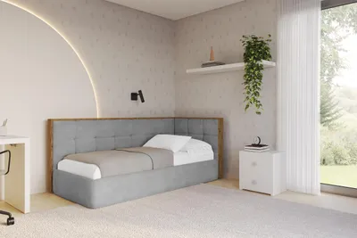 Produktbild von ALTDECOR Jugendbett mit Bettkasten SOVY - 80x200 - Grau - Monolith 84 - Bett mit Matratze - Links angeordnet - Einzelbett mit Stauraum - Polsterbett Kinderbett