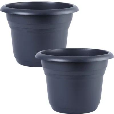 Immagine prodotto di Vaso da fiori in plastica Ø 35 cm antracite - 2 pezzi