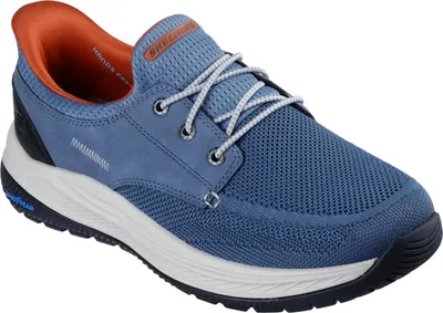 Zdjęcie produktu dla Skechers Meroe-Alden 205467-BLU – męskie trampki typu slip-on, bezsznurowane, luźny krój, z wkładką z pianki z pamięcią kształtu, kolor niebieski, rozmiar 42,5 (EU)