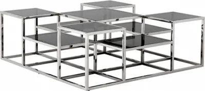 Produktbild von Casa Padrino Luxus Art Deco Designer Couchtisch mit Rauchglas - Wohnzimmer Salon Tisch - Luxus Kollektion