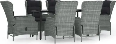Produktbild von vidaXL 7-tlg. Garten-Essgruppe Hellgrau Poly Rattan