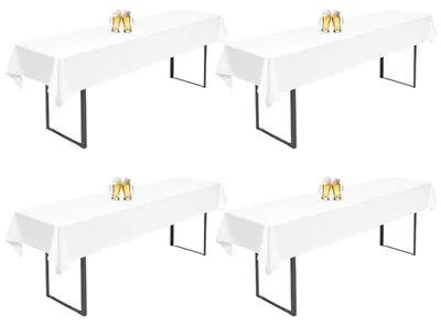 Obrázok produktu pre Biertischová obrus, biela, 4 kusy, 260x110 cm, polyester, umývateľná, vhodná pre stoly na pivo s rozmermi 50/70 cm