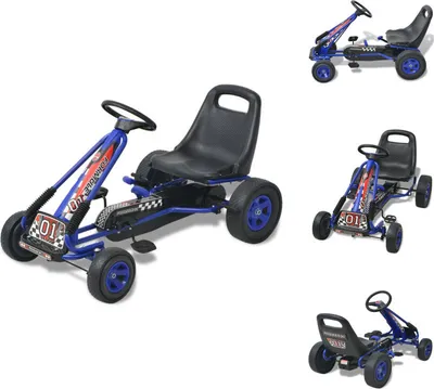 Immagine prodotto di vidaXL Go-kart a pedali con sedile regolabile blu - girello e scivolo per bambini e veicoli a pedali