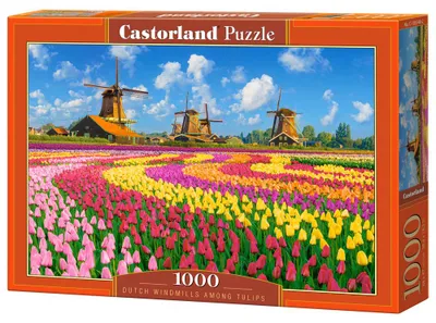 Zdjęcie produktu dla Puzzle 1000 Dutch Windmills Among Tulips C-105540-2